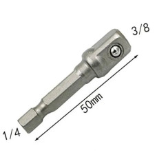 Адаптеры, переходники для шуруповерта под торцевые головки 1/4", 3/8", 1/2", длина 50 мм, комплект 3 шт