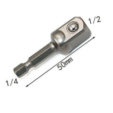 Адаптеры, переходники для шуруповерта под торцевые головки 1/4", 3/8", 1/2", длина 50 мм, комплект 3 шт