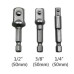 Адаптеры, переходники для шуруповерта под торцевые головки 1/4", 3/8", 1/2", длина 50 мм, комплект 3 шт