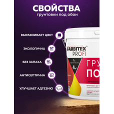 Грунтовка для стен под обои FARBITEX PROFI 1,5 кг, грунтовка белая акриловая укрывающая без запаха