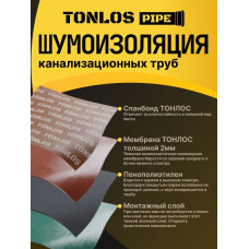 Шумоизоляция для канализационных труб TONLOS Pipe. Многослойная мембранная.