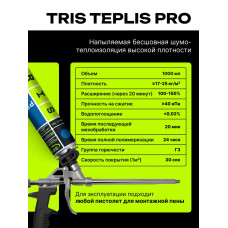 Напыляемый утеплитель TEPLIS PRO (с 4 насадками для пистолета на каждом баллоне) теплоизоляция высокой плотности TRIS 1000 мл, 12 шт