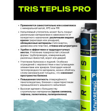 Напыляемый утеплитель TEPLIS PRO (с 4 насадками для пистолета на каждом баллоне) теплоизоляция высокой плотности TRIS 1000 мл, 12 шт