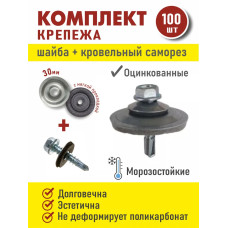 Комплект Крепежа на поликарбонат 100 компл