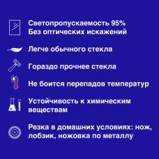 Оргстекло 3мм прозрачное 70х100см, 1 шт, Акрил