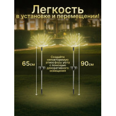 Ландшафтный беспроводной светильник ВРЕМЯ КОМФОРТА на солнечной батарее, 2 шт, уличный наземный фонарь для дачи сада и огорода, фейерверк