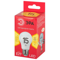 Лампочка светодиодная ЭРА RED LINE LED E27 15 Вт A60 груша 2700К теплый свет, 1 штука