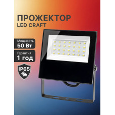 Прожектор светодиодный уличный CRAFT 50Вт, холодный свет 6500К, IP65