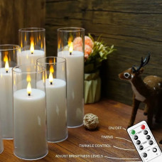 Комплект из 9-х светодиодных электрических восковых LED свечей 12,6, 15,2 см, 17,7 см диаметром с пультом ДУ Рождественский подарок