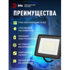 Прожектор светодиодный уличный ЭРА RED LINE LPR-024-050 50Вт 6500К 4000Лм IP65