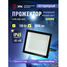 Прожектор светодиодный уличный ЭРА RED LINE LPR-024-100 100Вт 6500К 8000Лм IP65