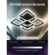 Люстра потолочная с пультом, черная, светильник