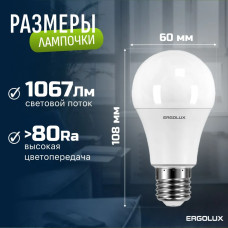 Набор из 10 светодиодных лампочек 6500K E27 / Ergolux / LED, 11Вт