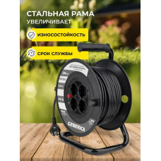 Удлинитель на катушке Generica, 30м на 4 розетки