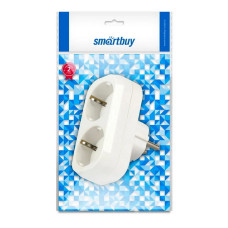 Разветвитель Smartbuy, 2 гнезда с заземлением плоский 16А 250B (SBE-16-A02-2z)