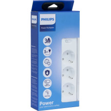 Philips сетевой фильтр 3 Розетки, кабель - 2M белый
