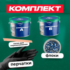 Эпоксидный наливной пол без запаха, эмаль для пола быстросохнущая с гидроизоляционным эффектом VodoStop, глянцевый Finlux F-1240 Platinum 10 кв.м. Серый