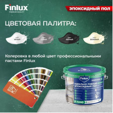 Эпоксидный наливной пол без запаха, эмаль для пола быстросохнущая с гидроизоляционным эффектом VodoStop, глянцевый Finlux F-1240 Platinum 10 кв.м. Серый