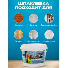 Шпатлевка Фасадная Универсальная 3 кг AKRIMAX акриловая, готовая к применению, Атмосферостойкая, влагостойкая шпаклевка для наружных и внутренних работ, финишная, для стен и потолков, белая