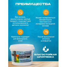 Шпатлевка Фасадная Универсальная 3 кг AKRIMAX акриловая, готовая к применению, Атмосферостойкая, влагостойкая шпаклевка для наружных и внутренних работ, финишная, для стен и потолков, белая