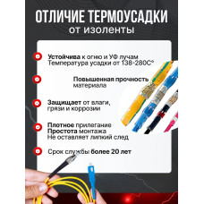 Термоусадка для проводов с клеевым слоем и припоем 100 шт; набор термоусадочных трубок